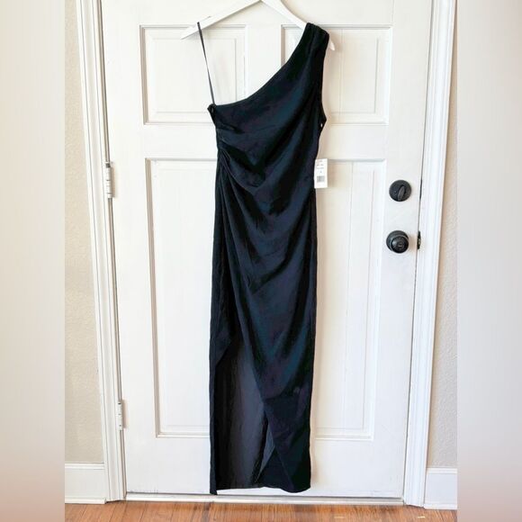 NWT Alexia Admor Alessi Gown Slit One Shoulder Dress Black - Picture 5 of 9